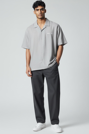 Linen Bowling Shirt- Grey